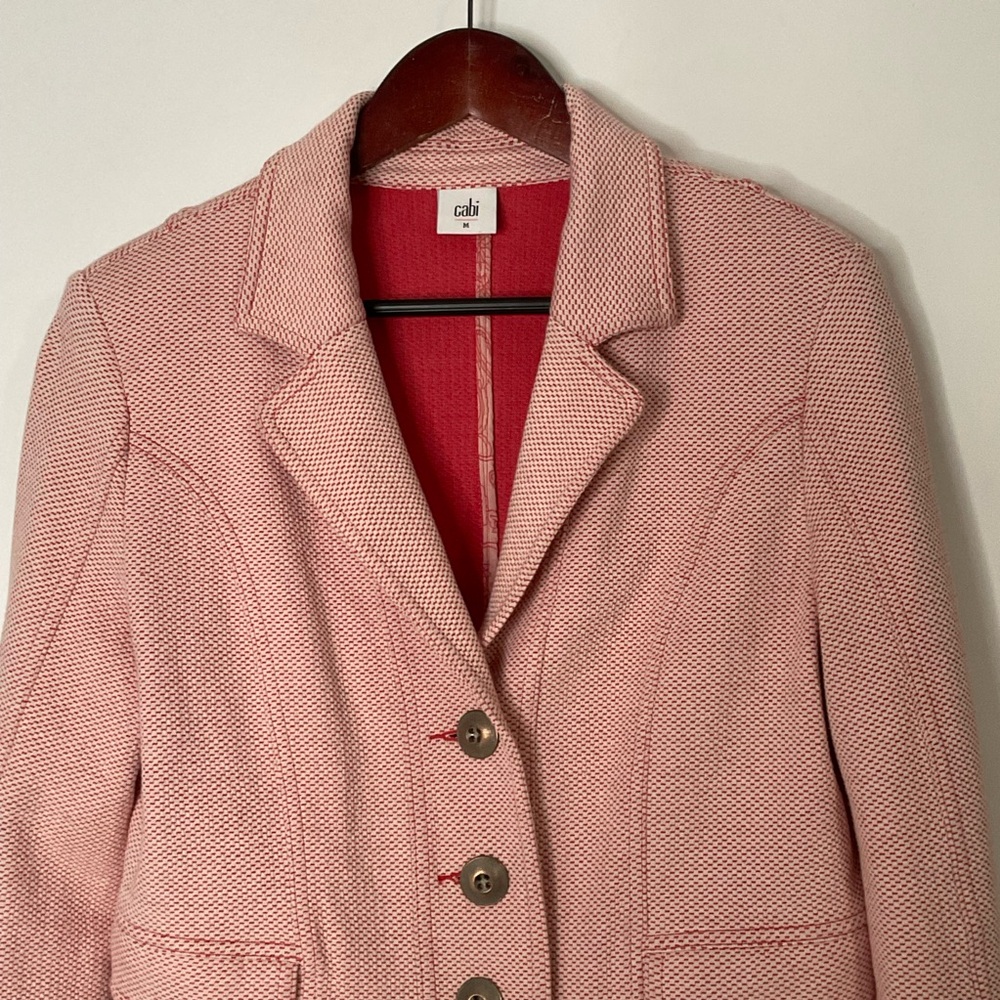 Cabi #5301 Amelia Coral Pink Button Up Bomber Jacket; Size Medium - Picture 3 of 16